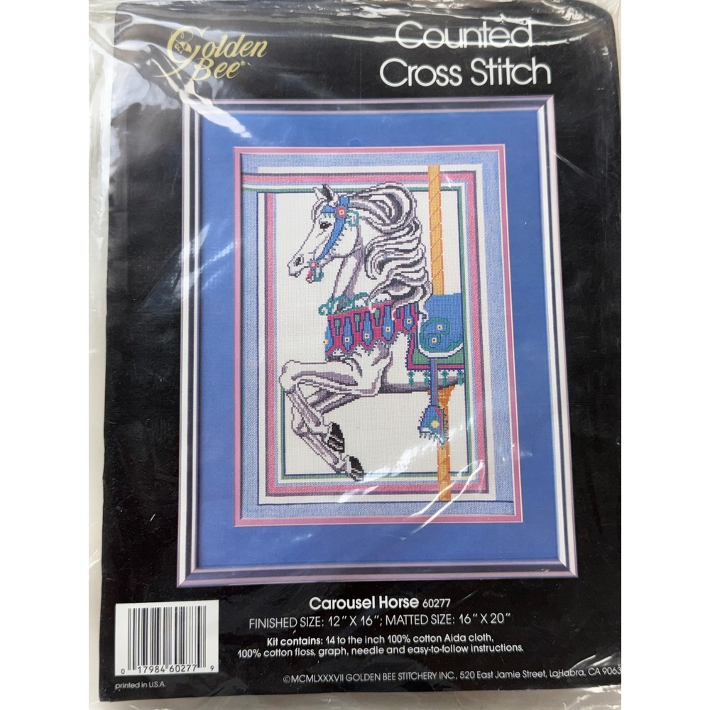 Vintage Golden Bee Carousel Horse Cross Stitch Kit #60277